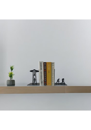 Ufo Figürlü Metal Kitap Desteği Kitap Tutucu Ev Ve Ofis Dekorati