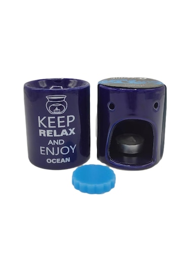 Keep Relax And Enjoy Ocean Seramik Buhurdanlık ve Wax Mum