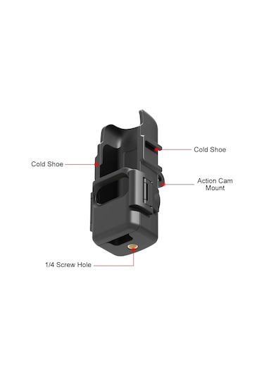 Geeroyoo Djı Osmo Pocket 3 İçin Abs Kamera Koruma Çerçevesi, Lens Gölgelik Ve Genişletme Standı - Siyah