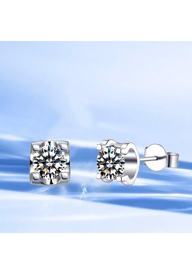 Yeşil Bagueringen Mavi Yeşil Renk Mozanit Küpe 925 Ayar Gümüş 1ct Düzenlendi Elmas Takı Düğün Parti Yıldönümü Hediyesi