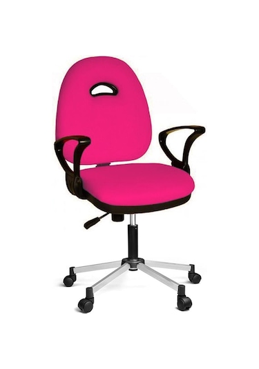 Türksit Kozmo Yönetici Çalışma Koltuğu Metalik Gri Boyalı Ayak Pembe Pembe