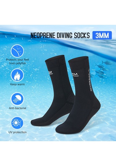 Vkemall 3mm Neopren Dalış Çorapları - Erkek/kadın Su Geçirmez Kaymaz Plaj Ve Yüzme Çorapları Diğer