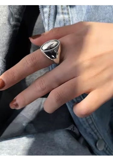 925 Ayar Gümüş Oval Bohem Tarz Ayarlanabilir Yüzük