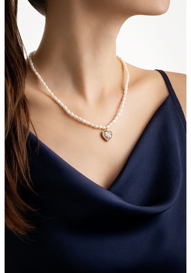 Cameo Italiano 18 Ayar Sarı Altın Kaplama 47 Cm Gümüş İnci Kolye Sarı