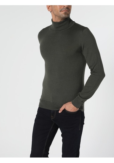 Colin's Slim Fit Balikci Erkek Haki Kazak CL1023624_Q1.V2_KHA