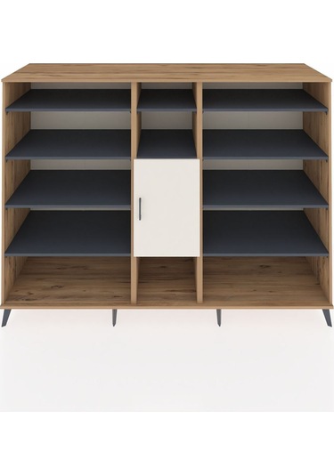 Kronos Dolap 12 Raflı Tek Kapaklı 220x59x163 Çam-aytaşı/antrasit Çam-aytaşı/antrasit