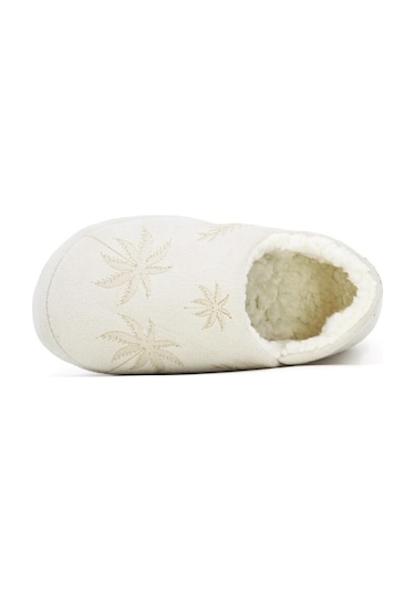 Mls 090 Ev İçi Yünlü Kışlık Kadın Ev Pandufu Ev Ayakkabısı Krem