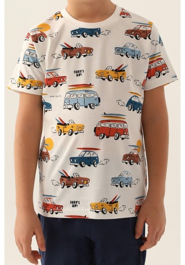 Roly Poly 3358 Surf's Up Erkek Çocuk Pijama Takımı Krem