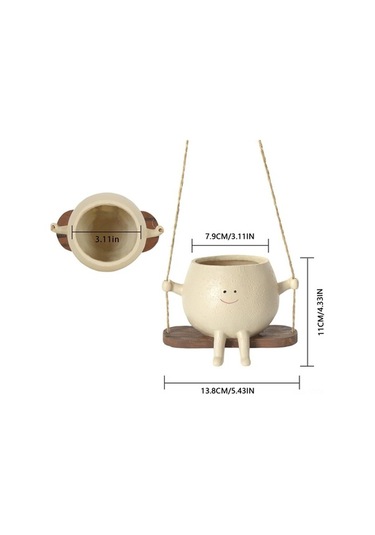 Novahub Sevimli Gülümseyen Salıncak Saksı - Dekoratif Pencere Pervazı Ve Bahçe Süsü