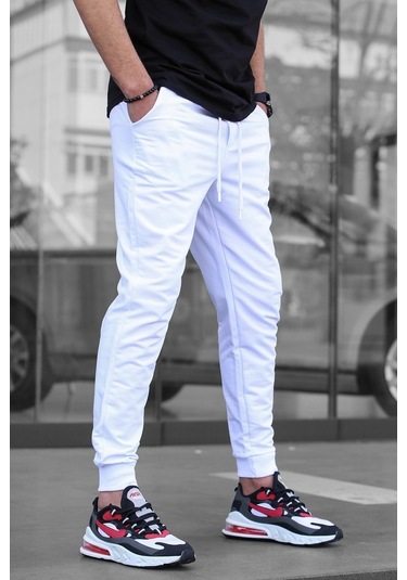 Madmext Beyaz Paçası Lastikli Erkek Eşofman 4821 Beyaz