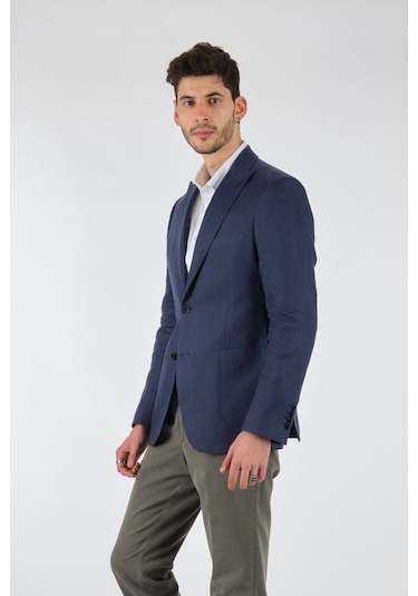 Tom Becker Minimalist Regular Fit Erkek Keten Ceket Bej
