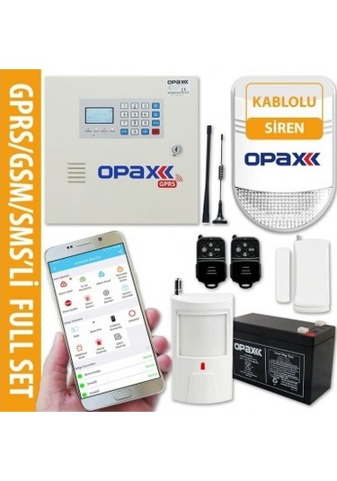 Opax-2646 Gprs Alarm Paneli & Bgr-10 Kablolu Sirenli Full Set