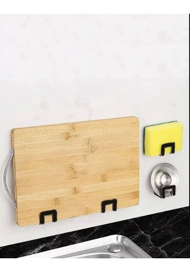 Kendinden Yapışkanlı Sünger Tutucu Mat Siyah 2 Li Paket Siyah