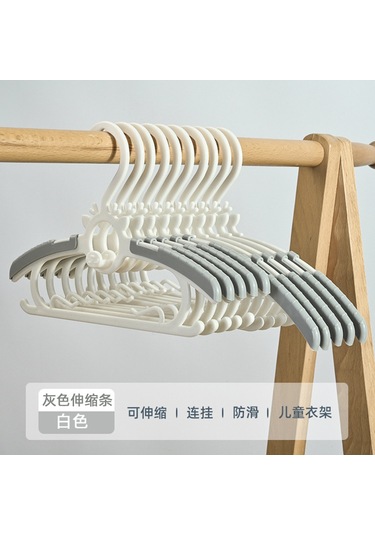 Çocuklar İçin Geri Çekilebilir Kaymaz Elbise Askısı Ev Tipi Omuz Askılı Köşe Depolama Elbise Askısı 20'li Paket Gri