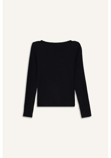 Defacto Slim Fit Dar Kesim Basic Düz Modal Uzun Kollu Tişört F7153ax25aubk81 SIYAH