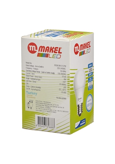 Makel Led Ampul, 8 W, 6500 K, Soğuk Beyaz 1 Adet