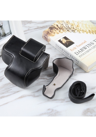 Sones Nikon Z50 / Z30 Kamera Uyumlu Tam Vücut Manyetik Deri Kamera Çantası Askılı Siyah