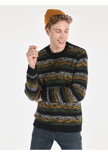 Colins Bisiklet Yaka Çizgili Triko Çok Renkli Erkek Kazak Cl1066280 Çok Renkli Colins Bisiklet Yaka Çizgili Triko Çok Renkli Erkek Kazak Cl1066280 Çok Renkli