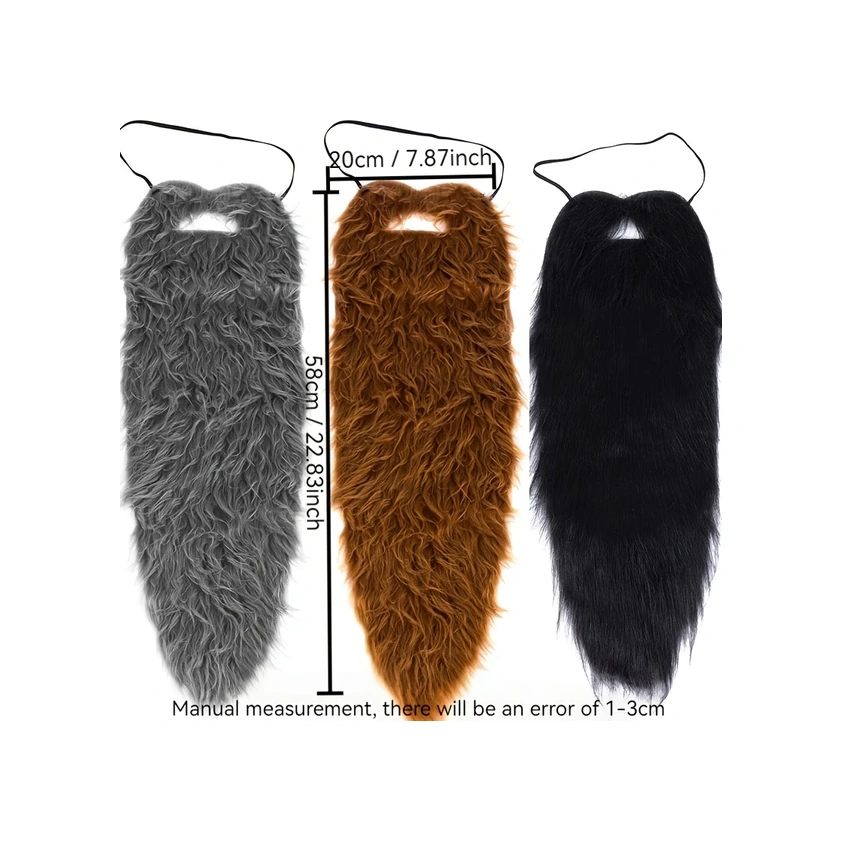 Elmpaly 23 İnç Gerçekçi Sakal Beyaz Uzun Tüylü Yüz Kostümü Halloween Parti