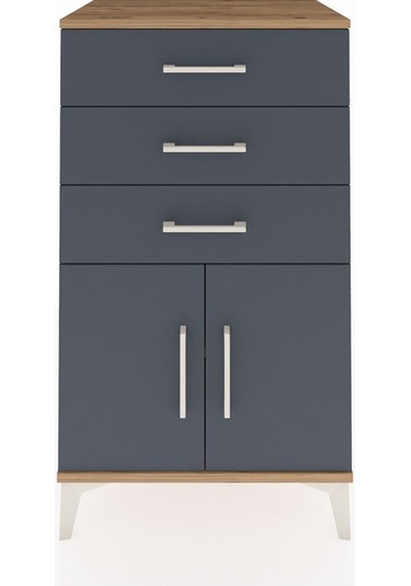Hyperion Komodin Tek Raflı 3 Çekmeceli 2 Kapaklı 60x44x106 Çam-antrasit Atlas Çam
