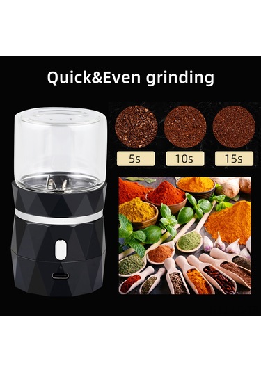 Leezsing Usb Şarjlı Taşınabilir Baharat Ve Bitki Öğütücü - 200w Güçlü Motor, 16000rpm Hız Siyah