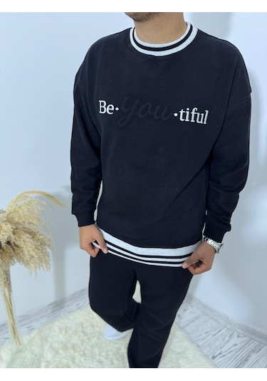 Highlander Be-you-tiful Nakışlı Selanık Kumaş Sweatshirt Lacivert