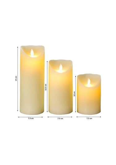 Hfambition 3'lü Led Sönmeyen Mum Seti - Motorlu Titrek Alev, Abs Malzeme, Pilli Ev Dekorasyon Işıklı Aydınlatma Diğer