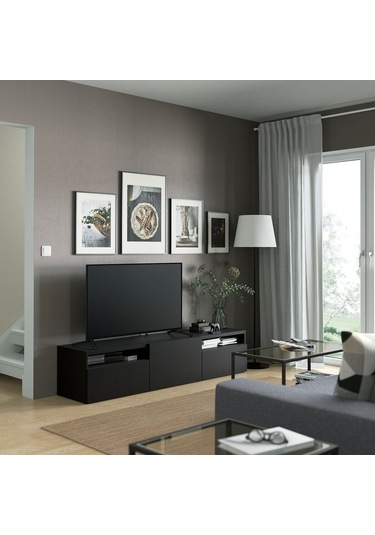 Tv Sehpası, Venge, 180x42x39 Cm, Lappvıken, Fren Raylı Meşe