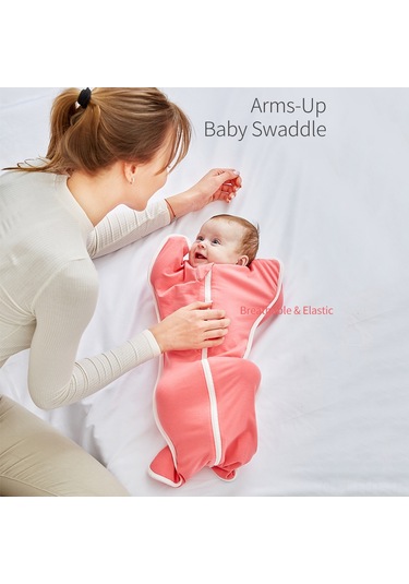 Hangfox 0-3 Ay Bebekler İçin Pamuklu Esnek Sarılamak Uyku Torbası, Yumuşak Nefesli, Pembe M 60cm Kırmızı