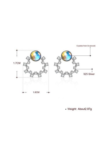 S925 Ayar Gümüş Kadın Küpe Renkli Avusturya İle Sevimli Çelenk Kristal Saplama Küpe Sıcak Satış Takı Hediye Saplama Küpe Altın - Beyaz