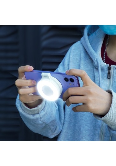 Tongxida Magnetik Dolgu Işığı, Selfie Işığı, Güç Bankası, Magsafe Uyumlu, Dönme Stand, Beyaz Beyaz