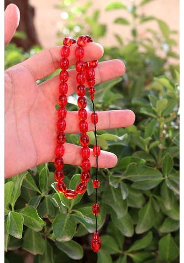 Koyu Kırmızı Arpa Kesim Özel Sistem Ateş Kehribar Tesbih 201024765