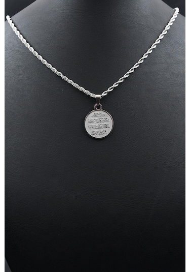 Nazar Duası Kolye Paslanmaz Çelik Zincir 3mm 902086 Gümüş