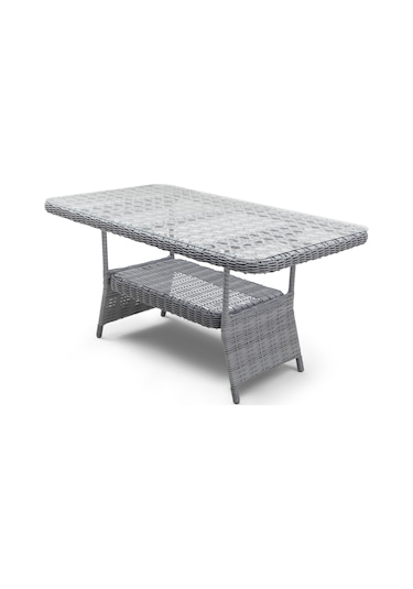 Alaska Yemek Masası Bahçe ve Balkon Mobilyası Takımı (1+1+1+1+1+1+Masa)-Gri