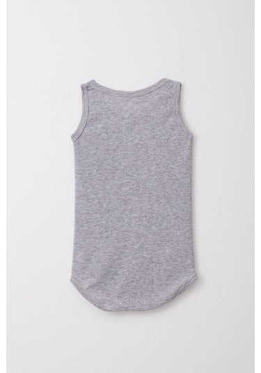 Breeze Erkek Bebek Çıtçıtlı Atlet Zıbın Body Jakarlı 9 Ay-3 Yaş, Gri Melanj Gri Melanj