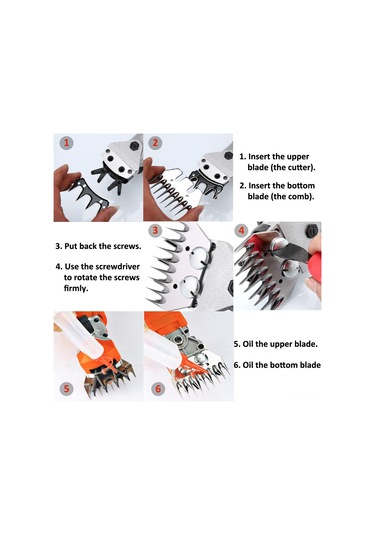 Ximistore9 Yüksek Karbon Çelik Kuru Kumaş Kesici 13 Dişli 7mm Aralıklı Koyun Kırkama Bıçağı Seti 2 Adet