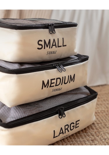 Madame Coco Eva 3'lü Bavul İçi Düzenleyici - Krem 8684427147733 Ekru