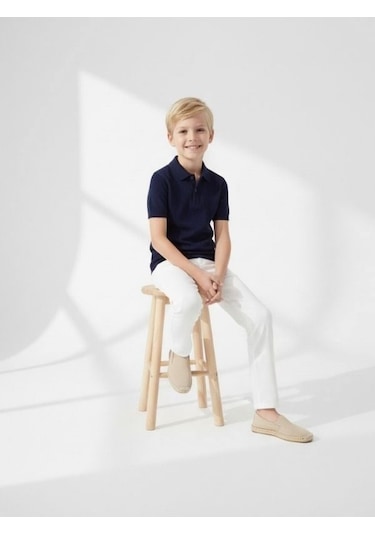 Zekids Erkek Çocuk Tasarım Pantolon-17166 Beyaz