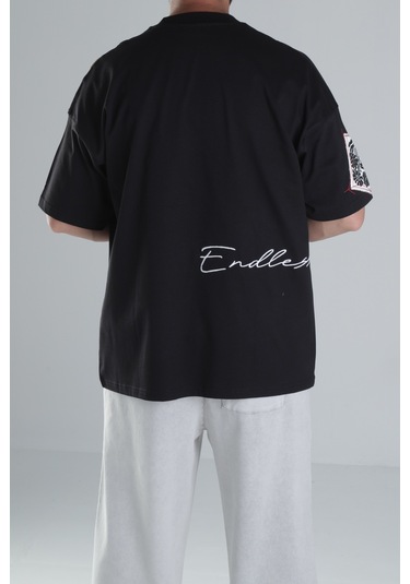 Cocopelli Yama Desenli Siyah Tasarım T-shirt Coc1302 Siyah