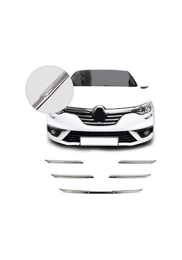 Renault Megane 4 Uyumlu 2016-2020 Krom Ön Panjur 5 Prç. Paslanmaz Çelik