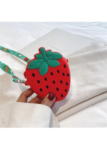 Çilek Tasarım Silikon Omuz Askılı Çanta-18 Altın