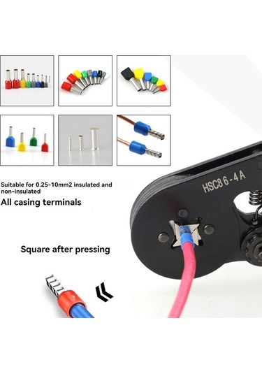 Dancemonkey Hsc8 6-4a Tüp Terminalleri Klemplama Pense, Soğuk Terminal Klemplama Aleti