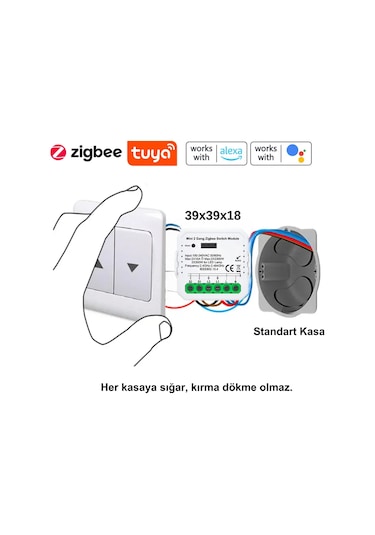 Tuya Uyumlu Zigbee Çift Çıkışlı Akıllı Anahtar 10A - 220V Röle