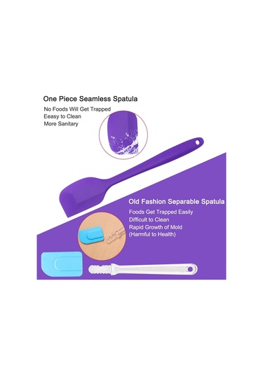 Silikon Kaşık Spatula Seti 6lı Yanmaz Yapışmaz Çizmez Mor27cm
