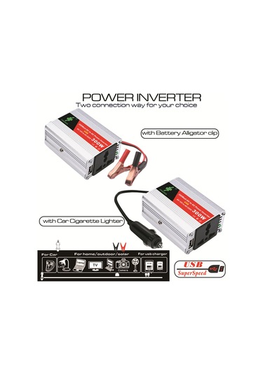 Mufunye 150w Sabit/300w Tepe Güçlü 12v Dc-220v Ac Araçlı Güneş Inverteri, Akü Klipsi Ve Usb Desteği