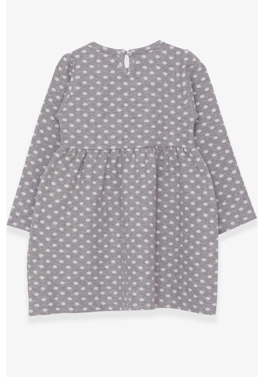 Breeze Kız Çocuk Uzun Kollu Elbise Puantiye Desenli 4-8 Yaş, Açık Gri Melanj Açık Gri