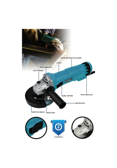 Assur ASR351 750 W 125 MM Avuç Taşlama Spiral Mavi