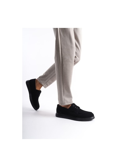 Mubiano Mbsrgn105-s Siyah Süet Erkek Bağcıklı Loafer Siyah