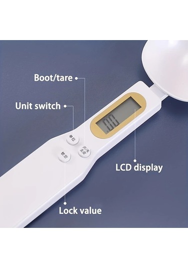 Oldfriend Yellow 500g 0.1g Hassas Mutfak Terazisi Büyük Kaşık Otomatik Tare Lcd Ekran Sarı