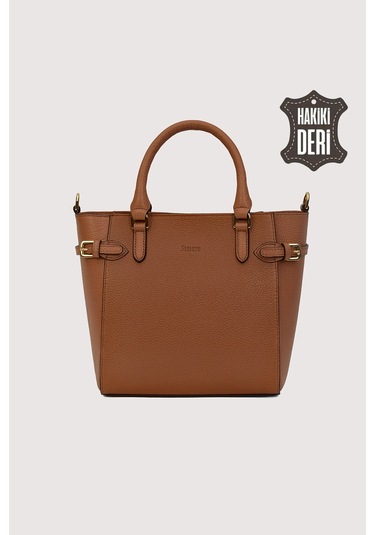 Hakiki Deri Kadın El Çantası Taba Smr7922 Taba